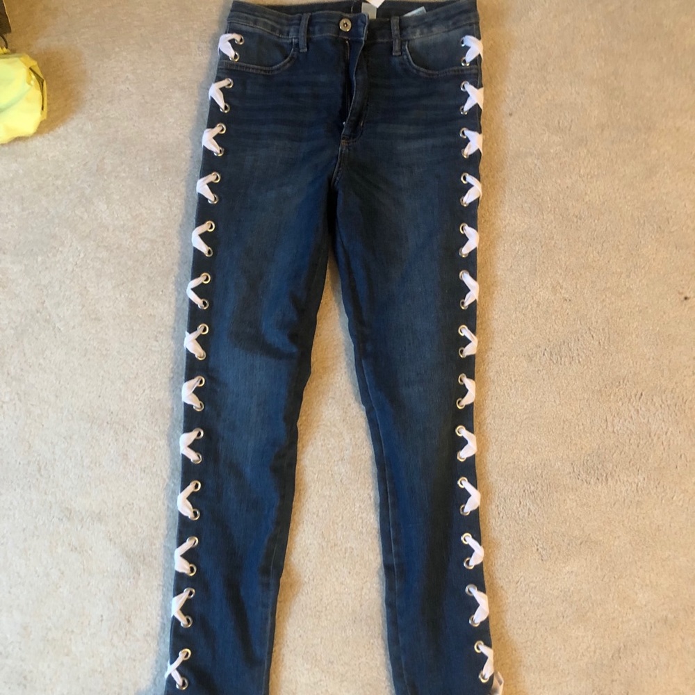 H&M Lace Up Jeans NWT!